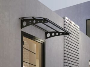 Metal taşıyıcılı Kapı Üstü Pratik Sundurma Oval Serisi Antrasit Ayak Şeffaf Levha - ürün görseli 7