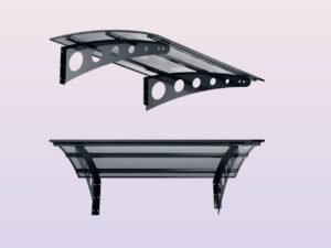 Metal taşıyıcılı Kapı Üstü Pratik Sundurma Oval Serisi Antrasit Ayak Şeffaf Levha - ürün görseli 8
