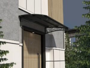 Metal taşıyıcılı Kapı Üstü Pratik Sundurma Selçuklu Serisi Antrasit Ayak Siyah Levha - ürün görseli 2