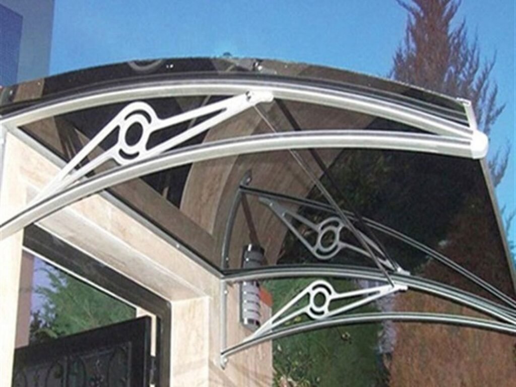 TF Prolüx Kapı Üstü 15,19 Alüminyum Ayaklı Sundurma 190x150 Gri 4 mm Solid Levha