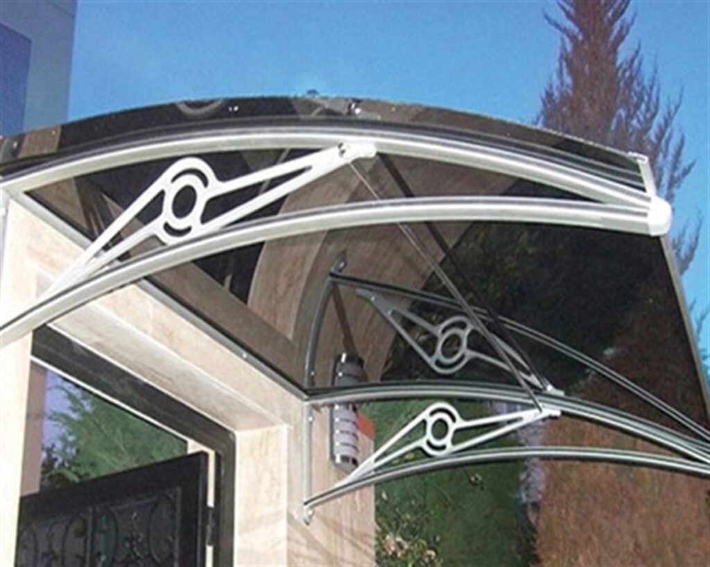 TF Prolüx Kapı Üstü 15,17 Alüminyum Ayaklı Sundurma 170x150 Gri 4 mm Solid Levha